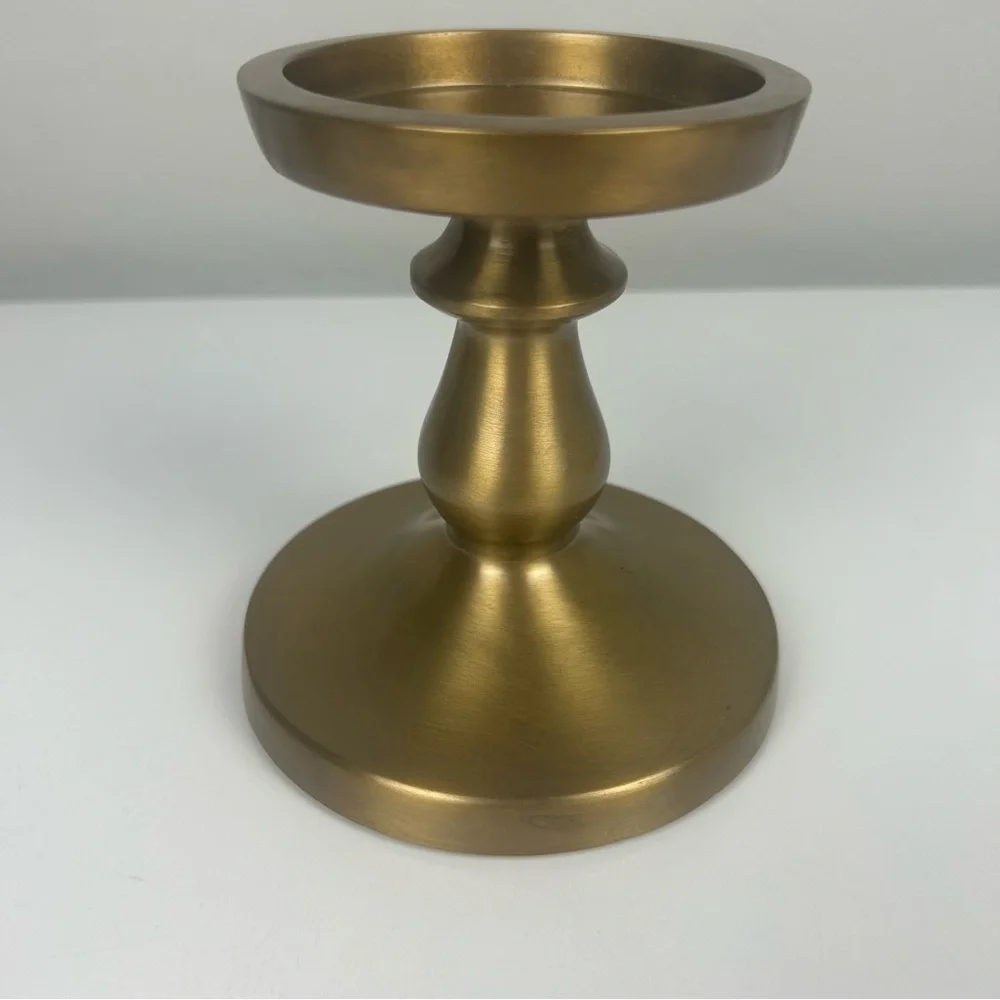 Ikea set of two gold pillar candle holders 5.5 inches